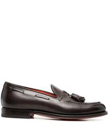 Santoni leather tassel loafers - Brown