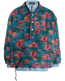 EGONlab. floral-print high-neck bomber jacket - Blue