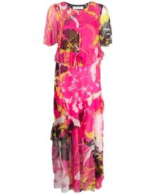 Prabal Gurung botanical-print silk dress - Pink