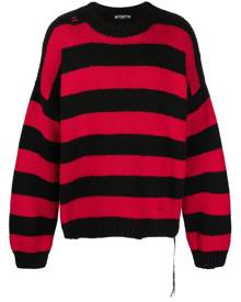 Mastermind Japan distressed hand-knit cashmere jumper - Red