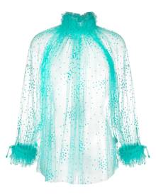 STYLAND star-embroidered tulle-netting blouse - Blue