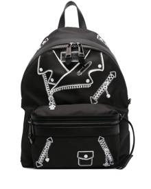 Moschino illustration-print leather backpack - Black