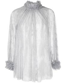 STYLAND frilled-collar tulle-netting blouse - Grey