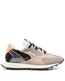 RUN OF logo-print panelled suede sneakers - Brown