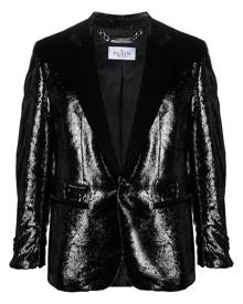 Philipp Plein metallic-effect single-breasted blazer - Black