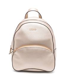 LIU JO logo-lettering metallic backpack - Gold