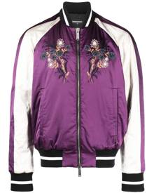 Dsquared2 floral-embroidered bomber jacket - Purple