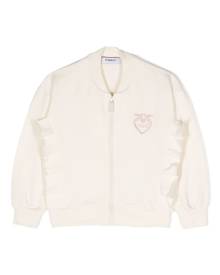 Pinko Kids logo-embroidery bomber jacket - Neutrals