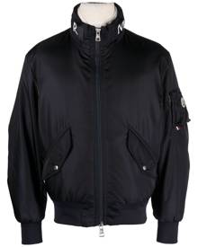 Moncler logo-collar padded bomber jacket - Blue