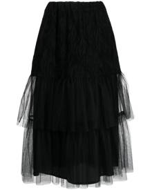 Noir Kei Ninomiya tiered tulle midi skirt - Black