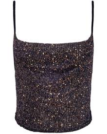 Altuzarra Diablo sequin-embellished cropped top - Brown