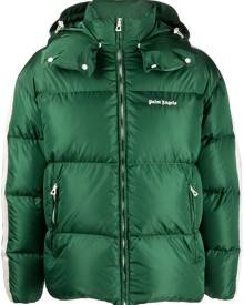 Palm Angels logo-print side-stripe puffer jacket - Green