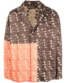 SIEDRES flower-embroidery long-sleeved shirt - Brown