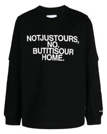 sacai slogan-print layered cotton sweatshirt - Black