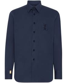 Billionaire logo-embroidery cotton shirt - Blue