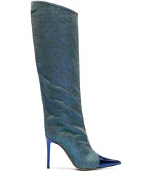 Alexandre Vauthier 100mm iridescent-effect pointed boots - Blue