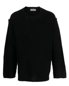 Yohji Yamamoto asymmetric-neck drop-shoulder jumper - Black