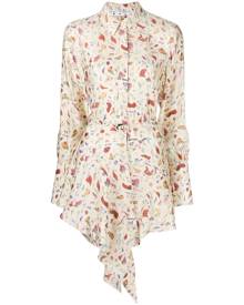 Off-White draped floral shirt dress - Neutrals