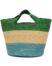 Sensi Studio stripe straw tote bag - Blue