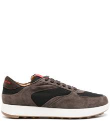 Kiton lace-up panelled suede sneakers - Brown