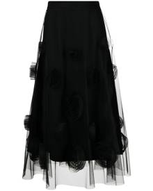Viktor & Rolf flower-detail tulle midi skirt - Black