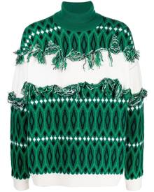 ETRO fringe-detail roll neck jumper - Green