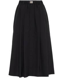 Brunello Cucinelli belted-waist gather-detail midi skirt - Black