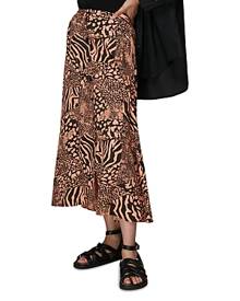 Whistles Patchwork Animal Print Midi Skirt