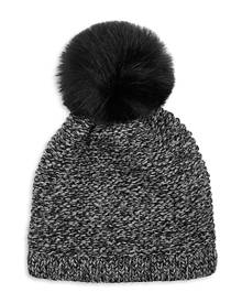 Kyi Kyi Knitted Faux Fur Pom Pom Hat