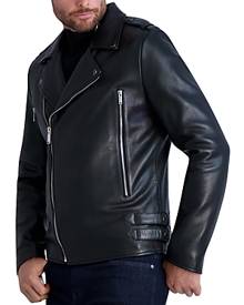 Karl Lagerfeld Paris Leather Asymmetric Full Zip Moto Jacket
