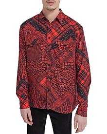 The Kooples Mix & Match Patchwork Print Loose Fit Button Down Shirt