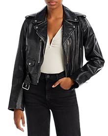 Re/Done Cropped Leather Moto Jacket