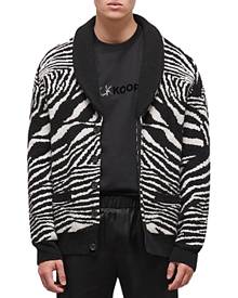 The Kooples Wool Blend Zebra Print Straight Fit Shawl Collar Cardigan