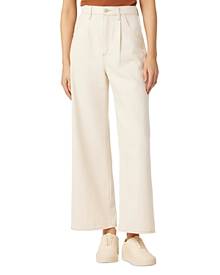 Joe's Jeans The Pleated High Rise Wide Leg Ankle Jeans in Natural