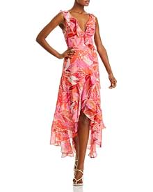 Aqua Botanical Print High/Low Wrap Dress - 100% Exclusive