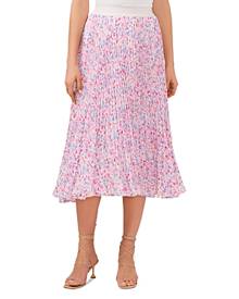 1.state Printed Pleated Midi Skirt