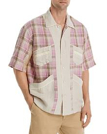 Nicholas Daley Mento Regular Fit Patchwork Linen Shirt