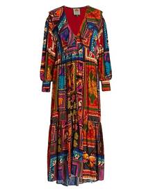 Farm Rio Patchwork Tapestry Ankle Dress