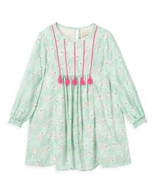 Peek Little Girl's & Girl's Neon Embroidery & Tassels Dress