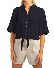 Trina Turk Gullah Knotted Button-Up Top