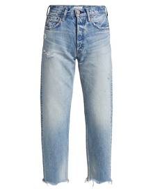 Moussy Vintage Lomita High-Rise Distressed Crop Straight-Leg Jeans