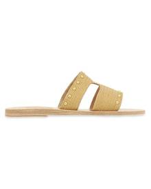 Ancient Greek Sandals Apteros Studded Raffia Flat Sandals