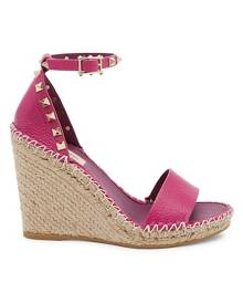 Valentino Garavani Rockstud Leather Wedge Espadrilles