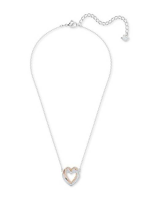 Una pendant, Heart, Medium, White, Rhodium plated | Swarovski
