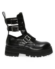 Alexander McQueen Rave Buckle Cut-Out Leather Boots