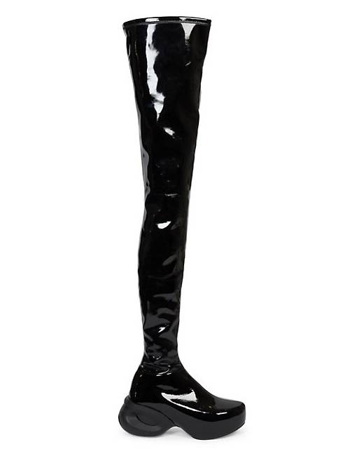 Mens black leather sales knee high boots