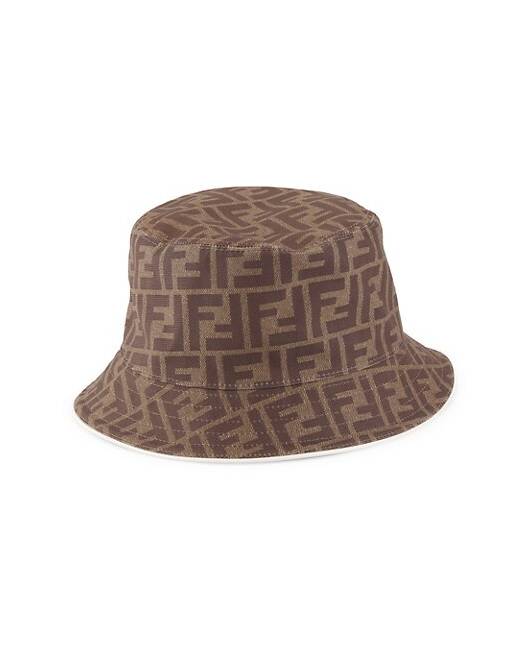 Fendi Beige & Black Raffia 'Forever Fendi' Bucket Hat Fendi