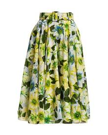 Samantha Sung Aster Belted Floral-Print Midi-Skirt