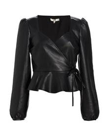 Wayf Faux Leather Wrap Top