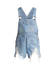 R13 Frayed Denim Overalls